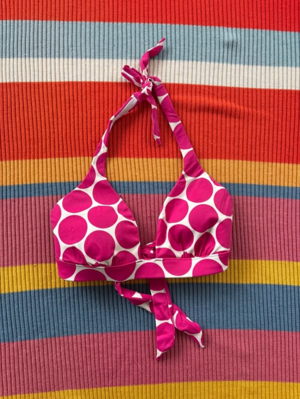 Victoria Secret Bikini Bra Top White and Pink Polka Dot